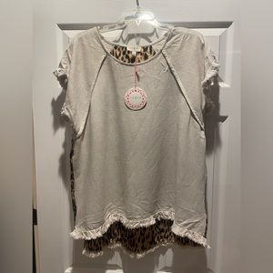 Umgee Linen Leopard Print Tunic Top